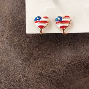 BUNDLE ONLY-Patriotic Heart Clip-on earrings